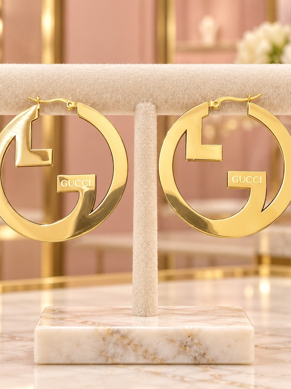 Gold Logo Hoop Earrings